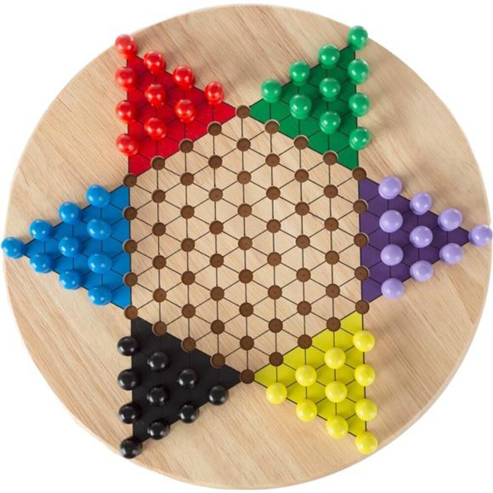 Chinese Checkers Game Se Wooden Board and Traditional Pegs, Game for Adults